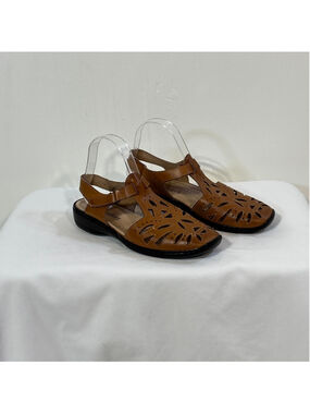 I Love Comfort Brown Leather Cutout Slingback Sandals Women’s Size 8 Closed Toe